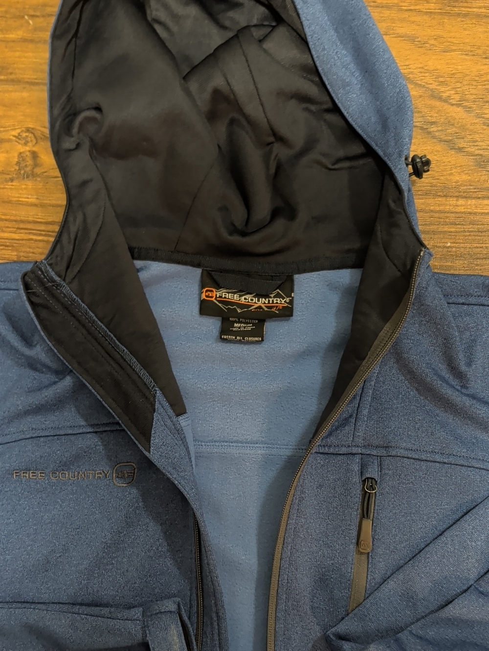 Free Country Men's Blue Hooded Softshell Jacket